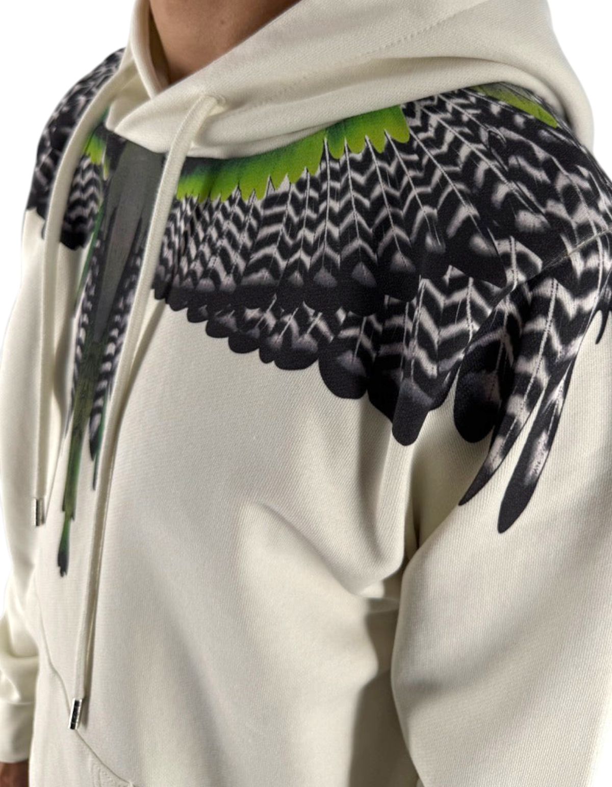 Felpa con cappuccio DevidLabel Marcelo Burlon County Of Milan color cocco con iconica stampa ali sulle spalle