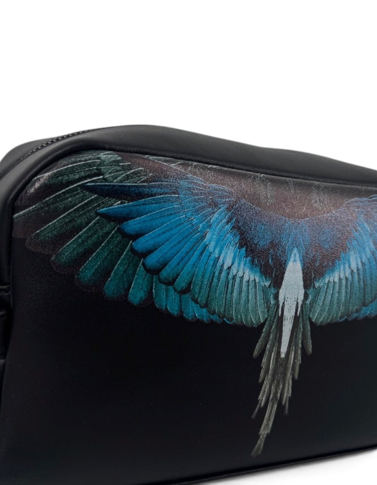 Beauty case DevidLabel Marcelo Burlon - County Of Milan nero con stampa ali turchesi in finitura smooth