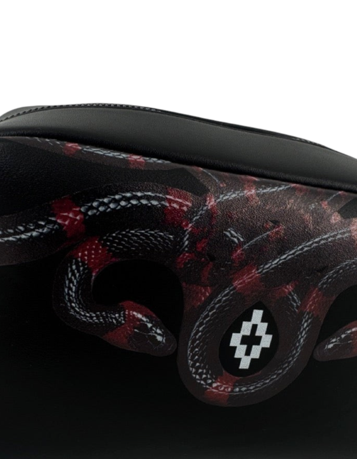 Beauty case DevidLabel Marcelo Burlon - County Of Milan in pelle nera con stampa serpente rosso e logo a croce