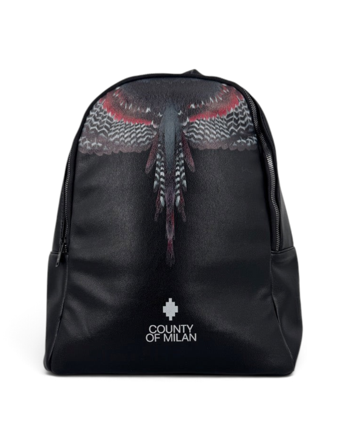 Zaino DevidLabel Marcelo Burlon - County Of Milan nero con stampa Red Wings e finitura textured