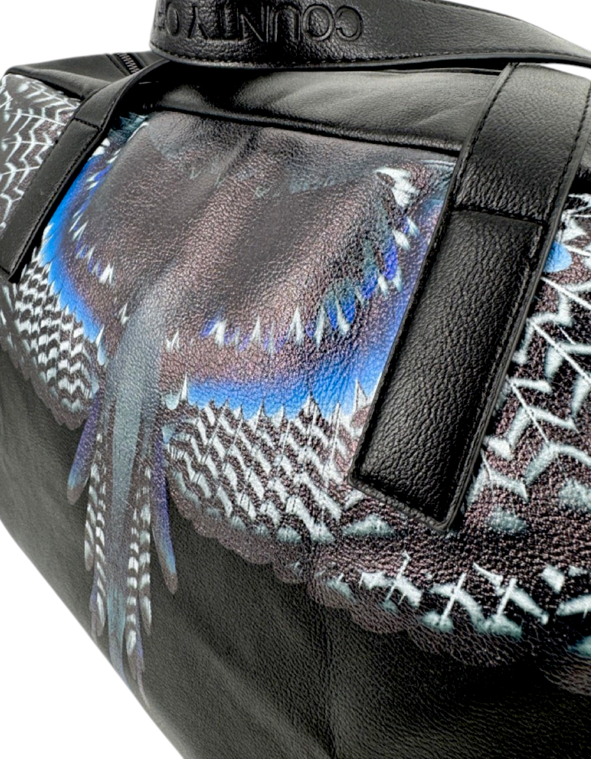 Borsone da viaggio DevidLabel Marcelo Burlon - County Of Milan nero con stampa Royal Wings e finitura textured