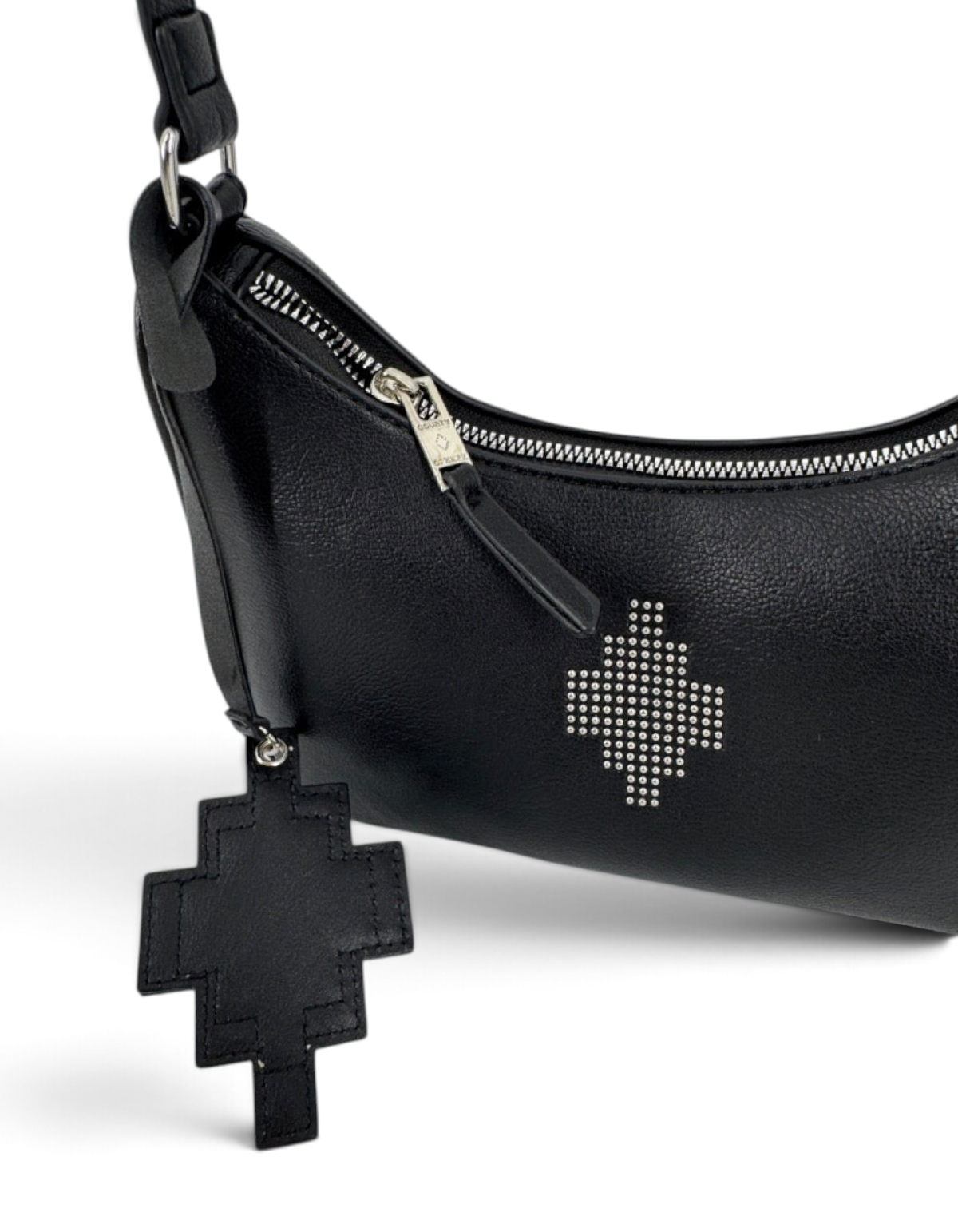 Mini borsa a tracolla DevidLabel Marcelo Burlon - County Of Milan nera con borchie e ciondolo a croce