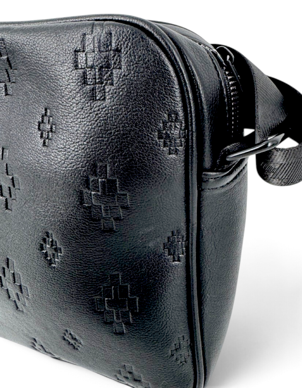 Borsa a tracolla DevidLabel Marcelo Burlon - County Of Milan nera con finitura textured e logo geometrico impresso