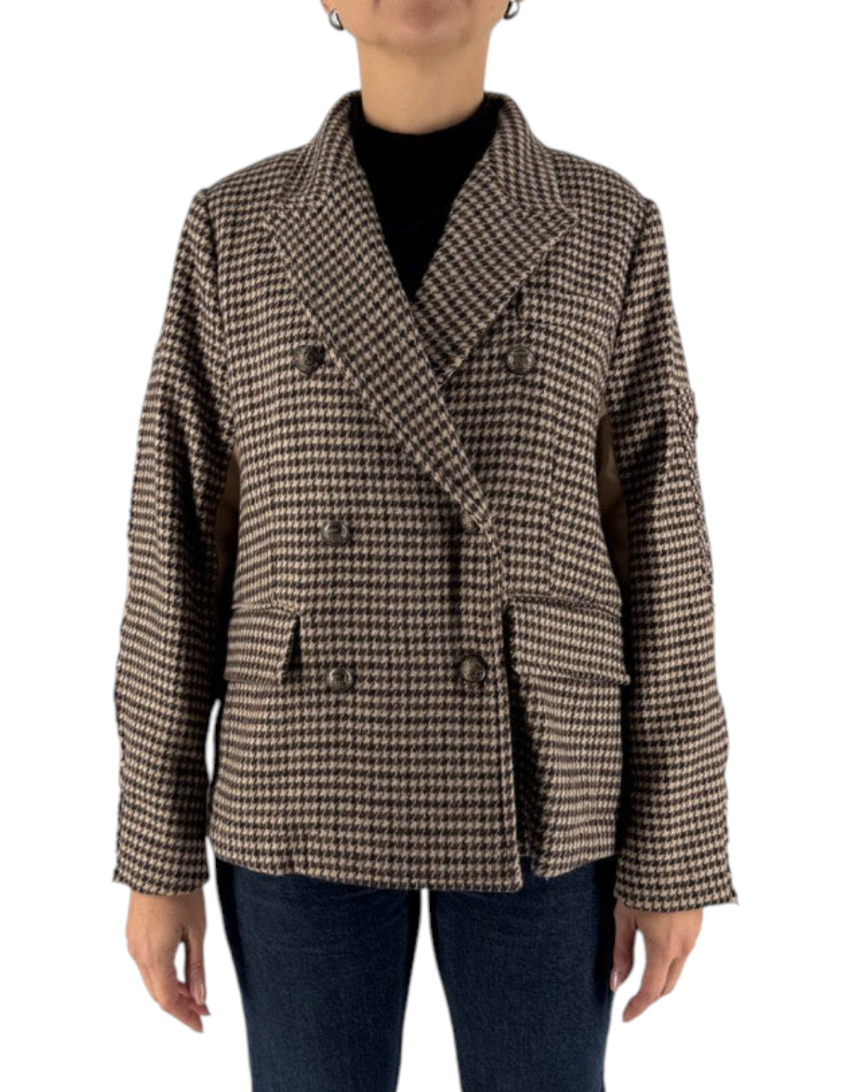 Front Street Hybrid Suit Blazer donna doppiopetto con motivo pied-de-poule - vista frontale