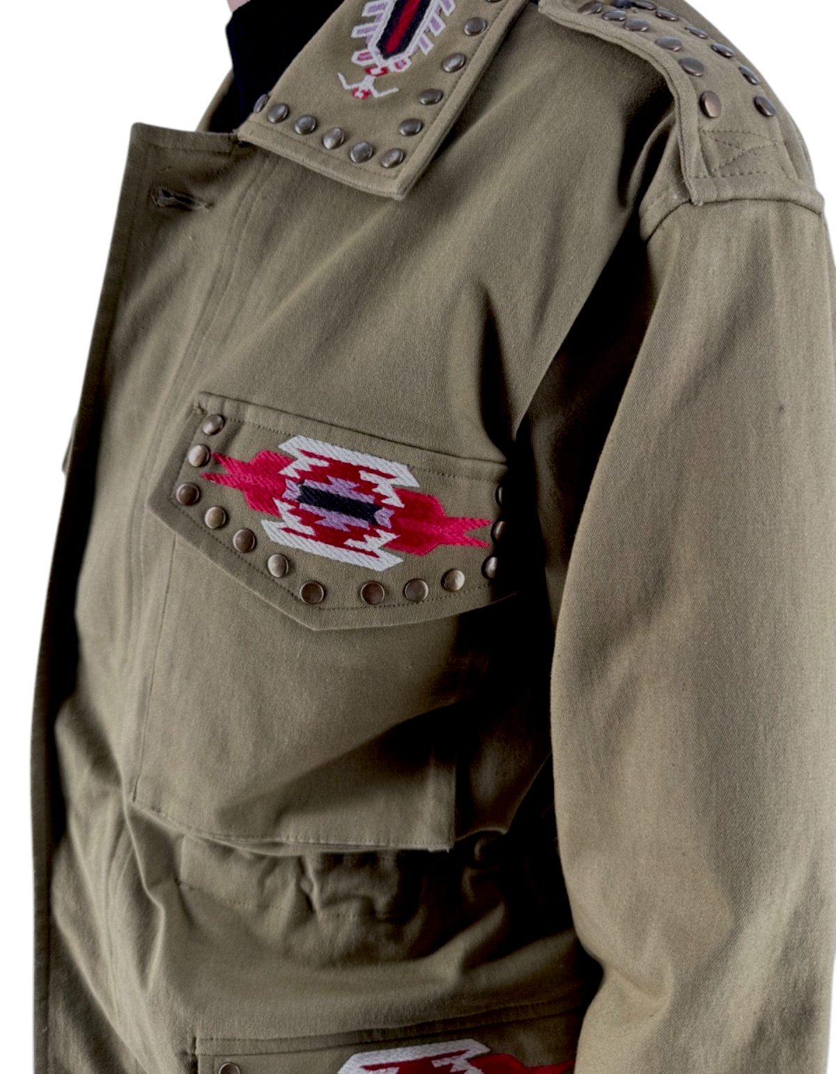 Front Street Field Jacket donna utility con ricami multicolore - vista frontale