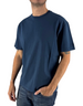Modello indossa T-shirt DevidLabel Johnny Raw in cotone blu navy a maniche corte con girocollo