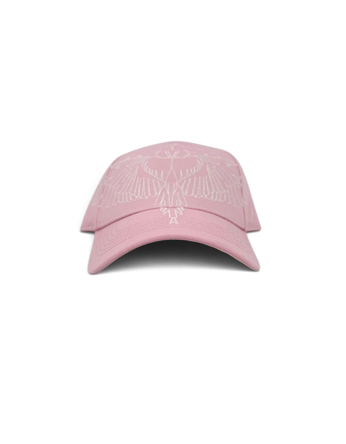 Cappellino baseball DevidLabel in cotone rosa con ricamo grafico bianco sul davanti, stile streetwear unisex.