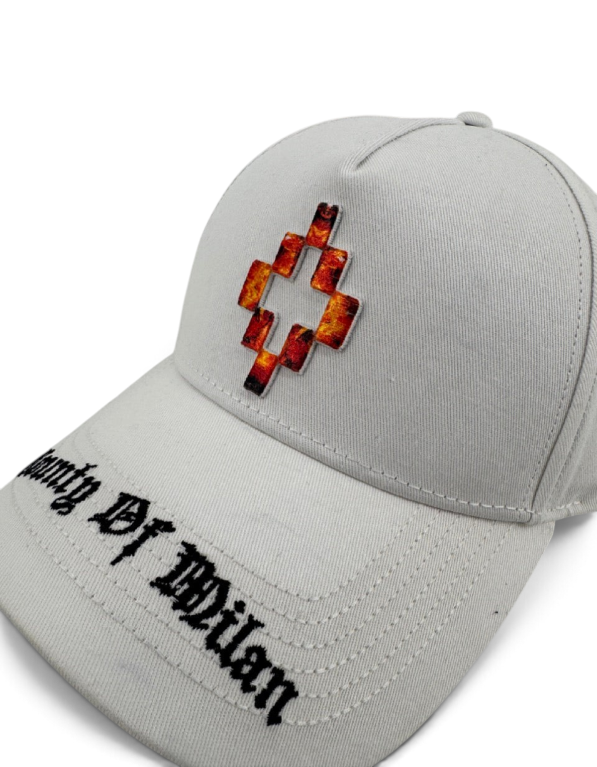 Cappellino baseball DevidLabel N0024 color latte in cotone con logo ricamato e scritta County Of Milan sulla visiera