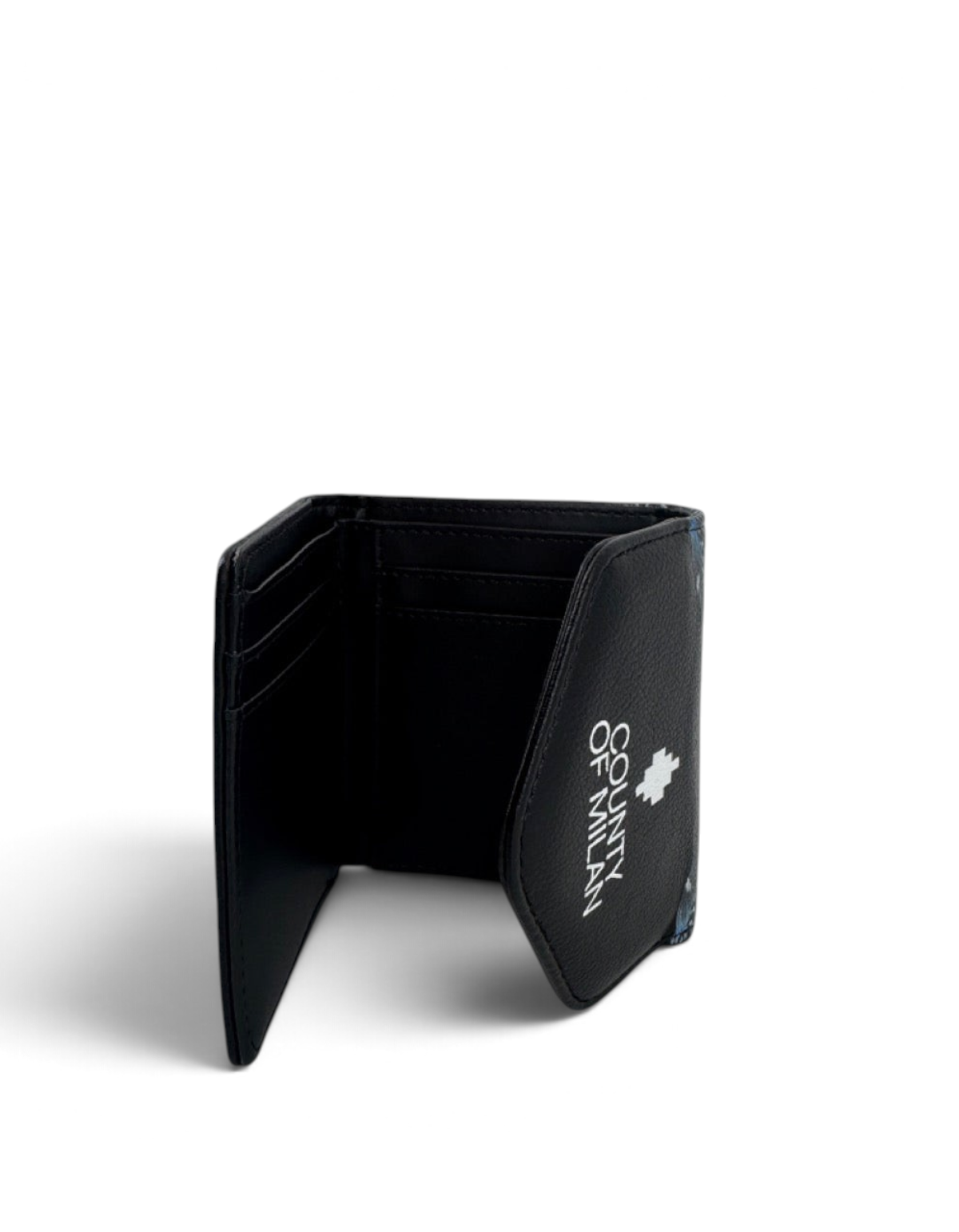 Mini portafoglio DevidLabel Marcelo Burlon - County Of Milan nero con finitura textured e logo Royal Wings