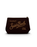 Pochette DevidLabel MC2 Saint Barth Aline Wax marrone con logo ricamato e chiusura a zip