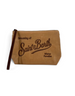 Pochette DevidLabel Aline Wax marrone con logo Saint Barth ricamato e chiusura a zip