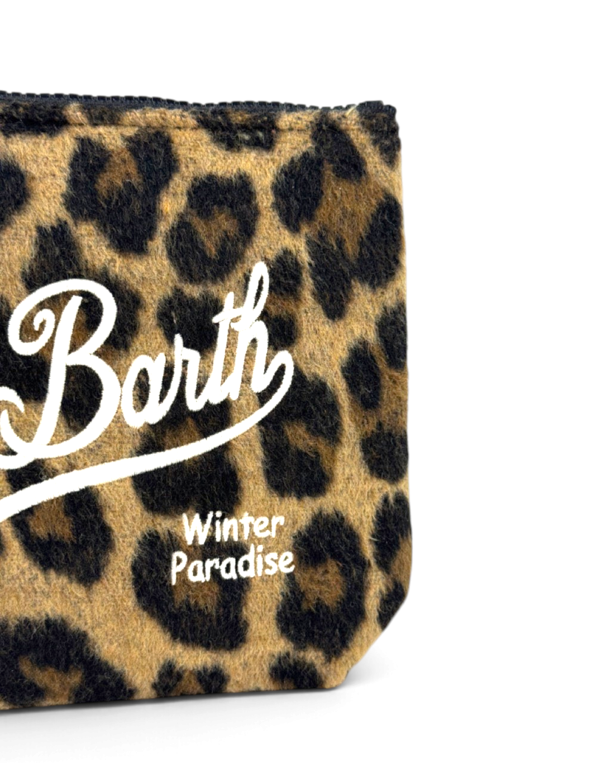 Pochette DevidLabel Aline Felt Leo 18 Emb in tessuto effetto feltro con stampa animalier leopardata e logo ricamato