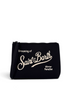 Pochette DevidLabel MC2 Saint Barth Aline in lana nera con ricamo bianco e chiusura a zip