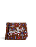 Pochette DevidLabel Aline W marrone con stampa grafica Watch Break 18, chiusura a zip e logo Saint Barth