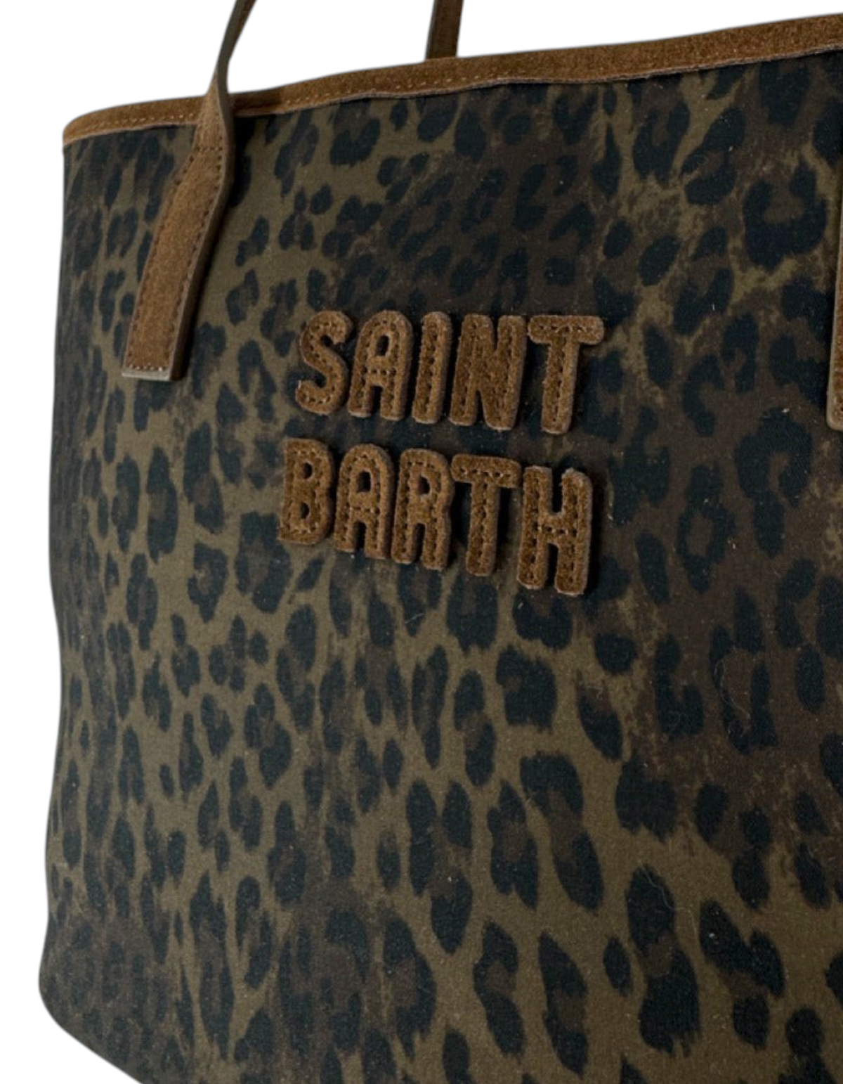 Borsa a spalla DevidLabel MC2 Saint Barth City Bag Mid Wax con stampa leopardata scura e logo in rilievo