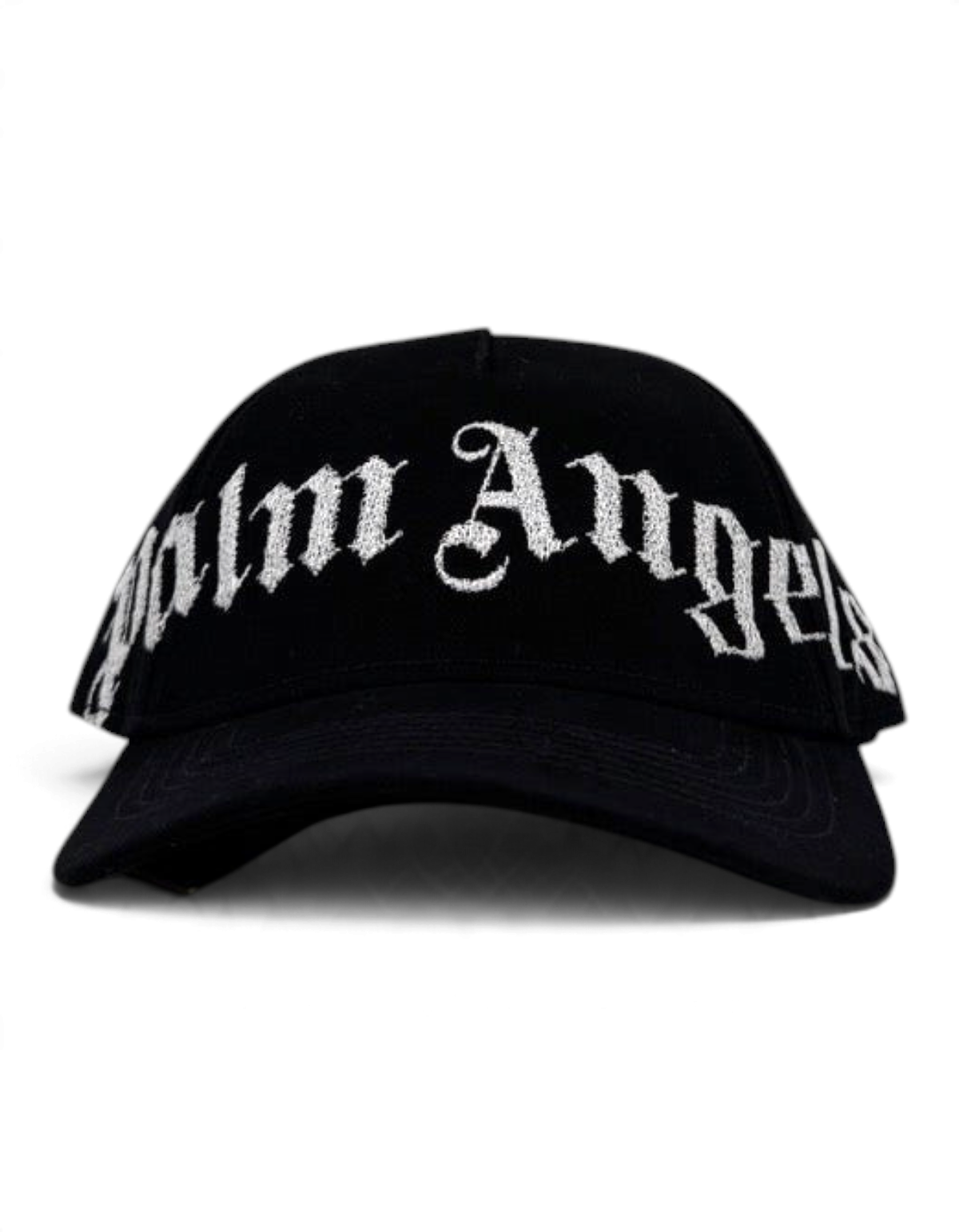Cappellino da baseball DevidLabel Palm Angels nero in cotone con logo ricamato bianco