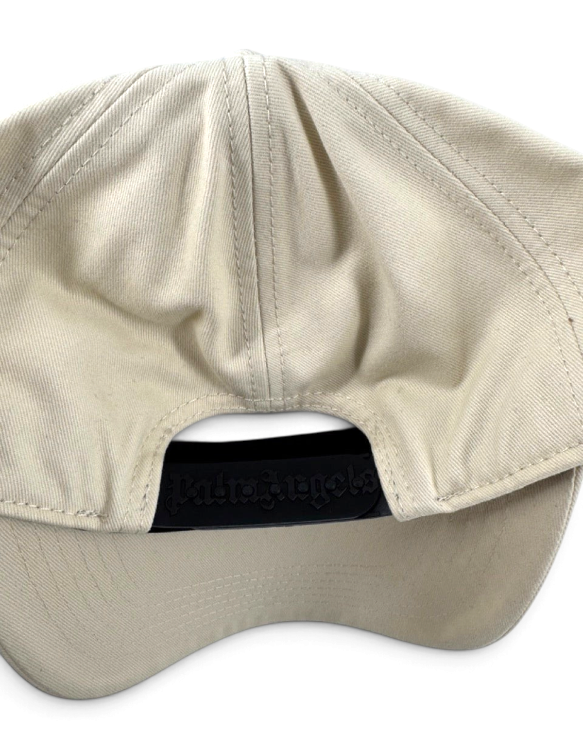Cappellino DevidLabel Palm Angels in cotone bianco con chiusura posteriore regolabile e logo in rilievo