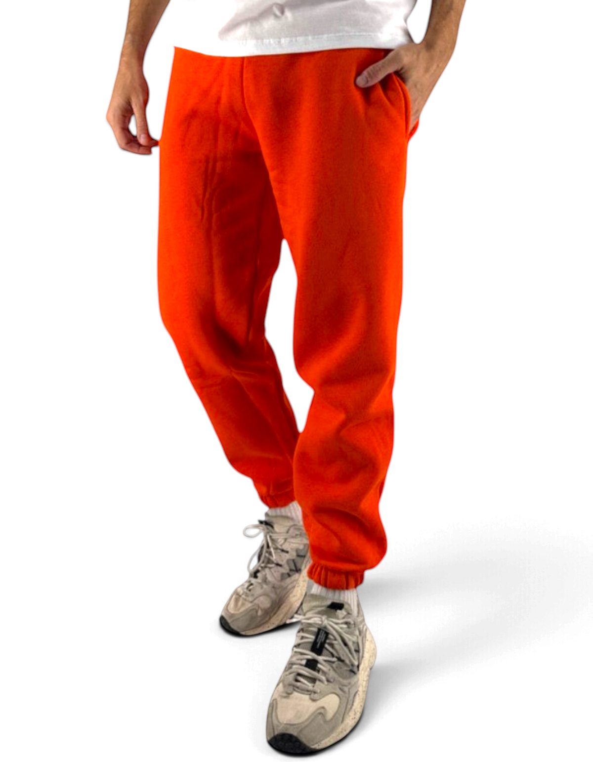 Pantaloni felpa Ko Samui Essential in misto cotone arancione con vestibilità regular fit e polsini elasticizzati
