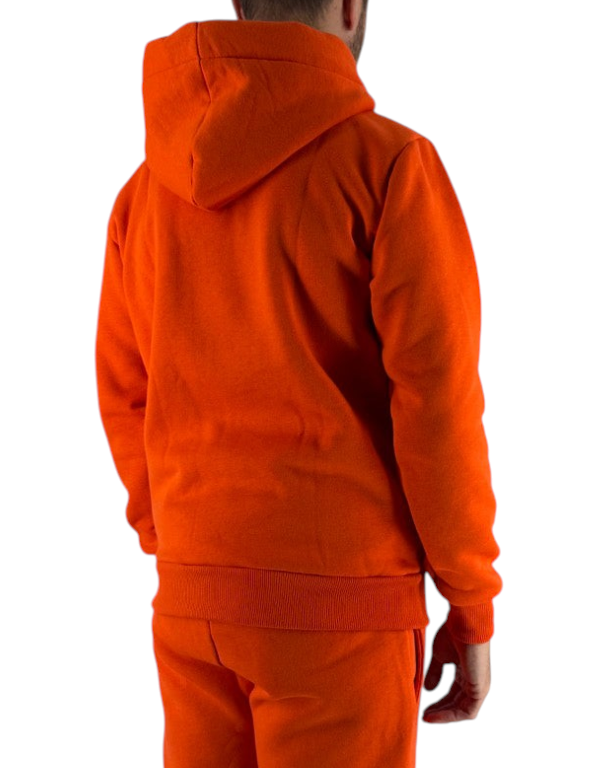 Vista posteriore di una felpa con cappuccio Ko Samui Repocket arancione in misto cotone, vestibilità regular fit.
