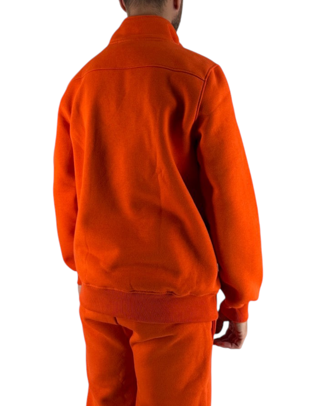 Vista posteriore di una felpa mezza zip arancione Ko Samui in misto cotone con vestibilità regular fit