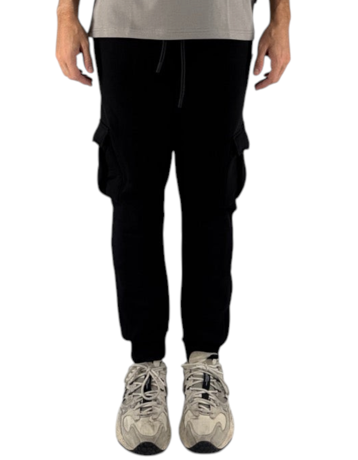 Pantaloni felpa neri Ko Samui in misto cotone con tasche cargo laterali e vestibilità regular fit