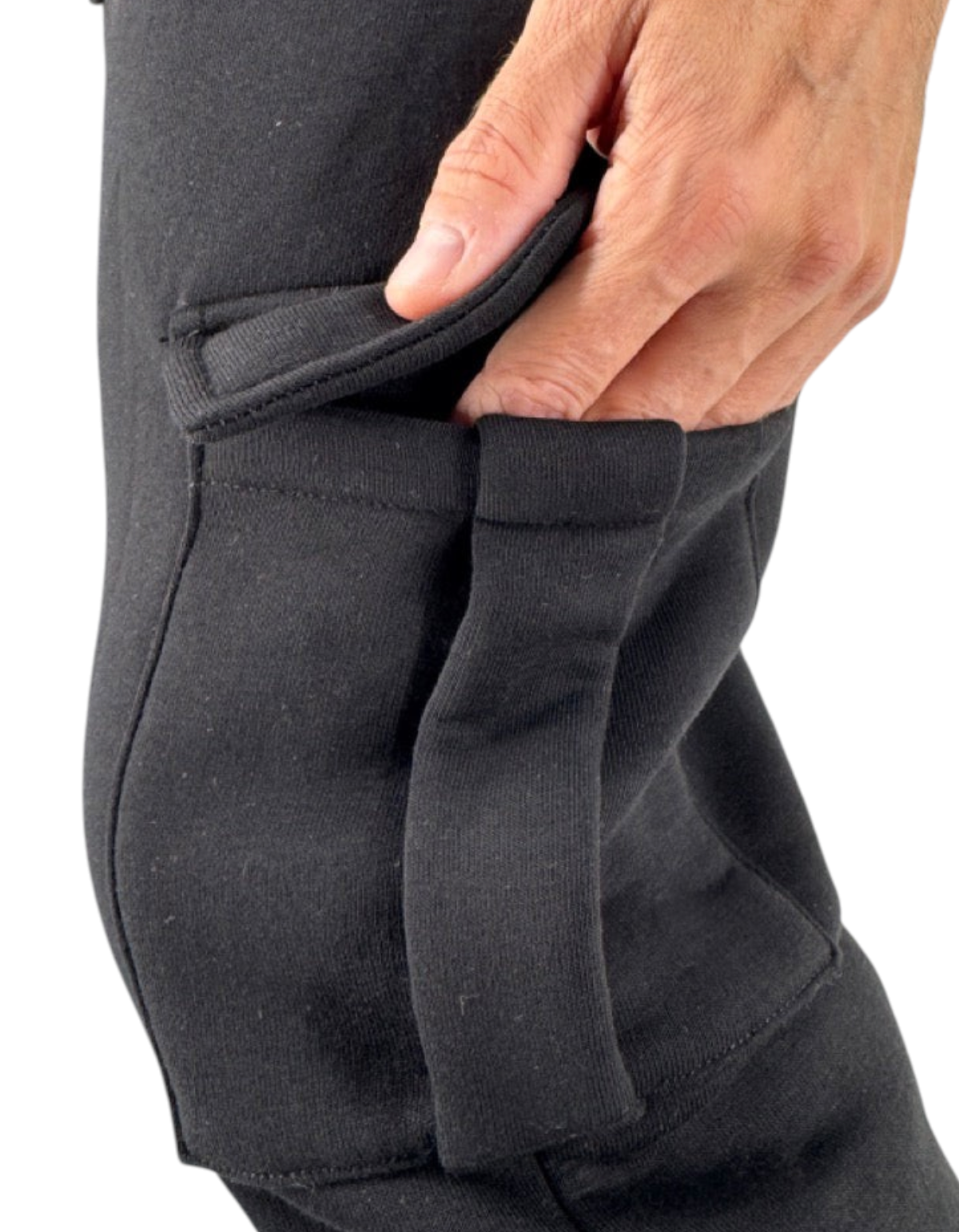 Pantaloni felpa neri Ko Samui in misto cotone con tasche laterali, vestibilità regular fit, Made in Italy.