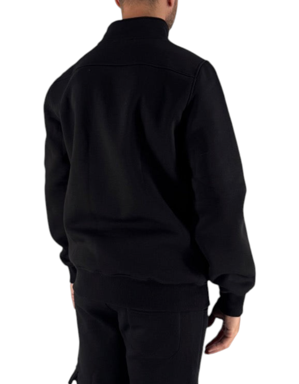 Vista posteriore della felpa Ko Samui Repocket nera a mezza zip in misto cotone con vestibilità regular fit