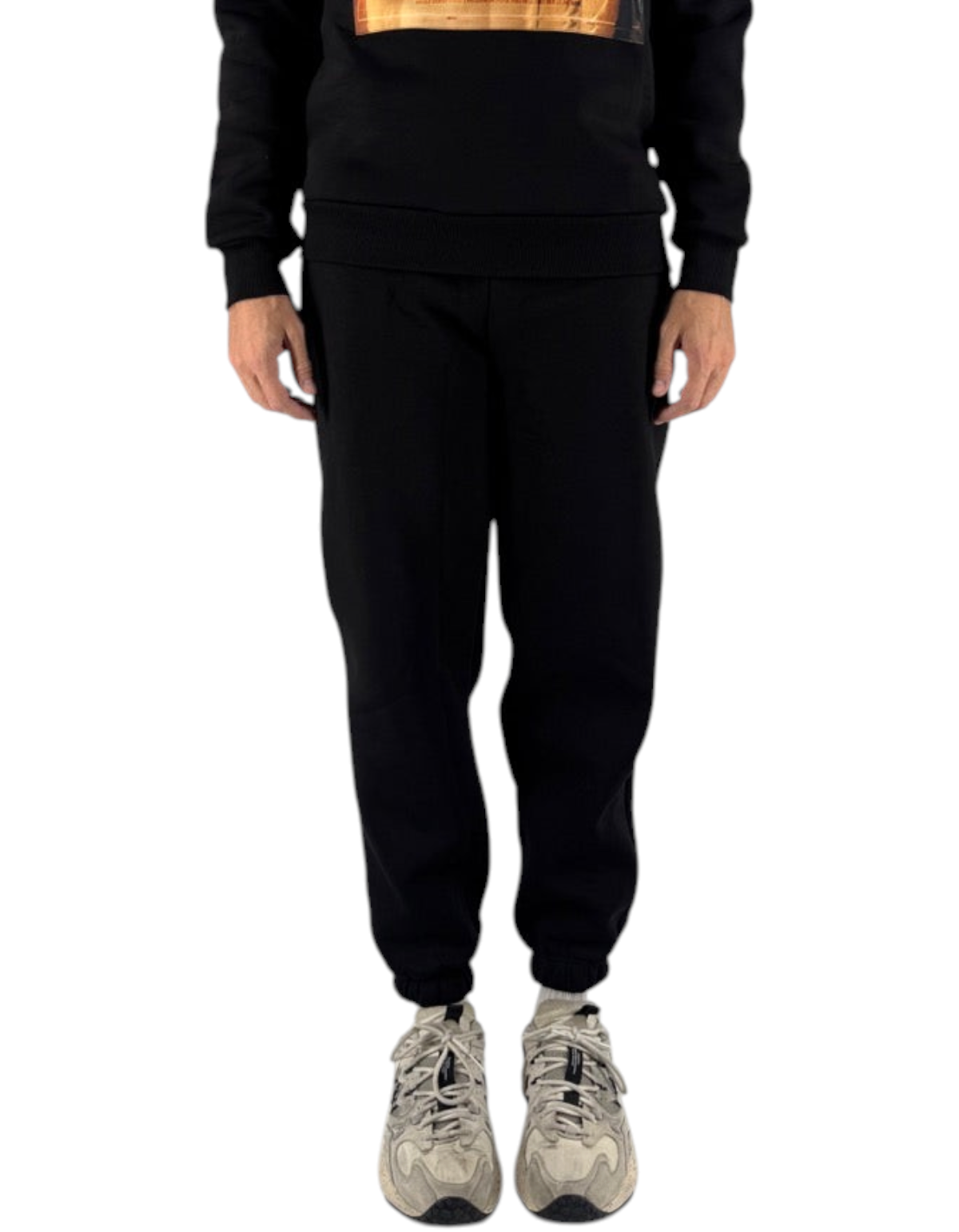 Pantaloni felpa neri Ko Samui in misto cotone con vestibilità regular fit e polsini elasticizzati