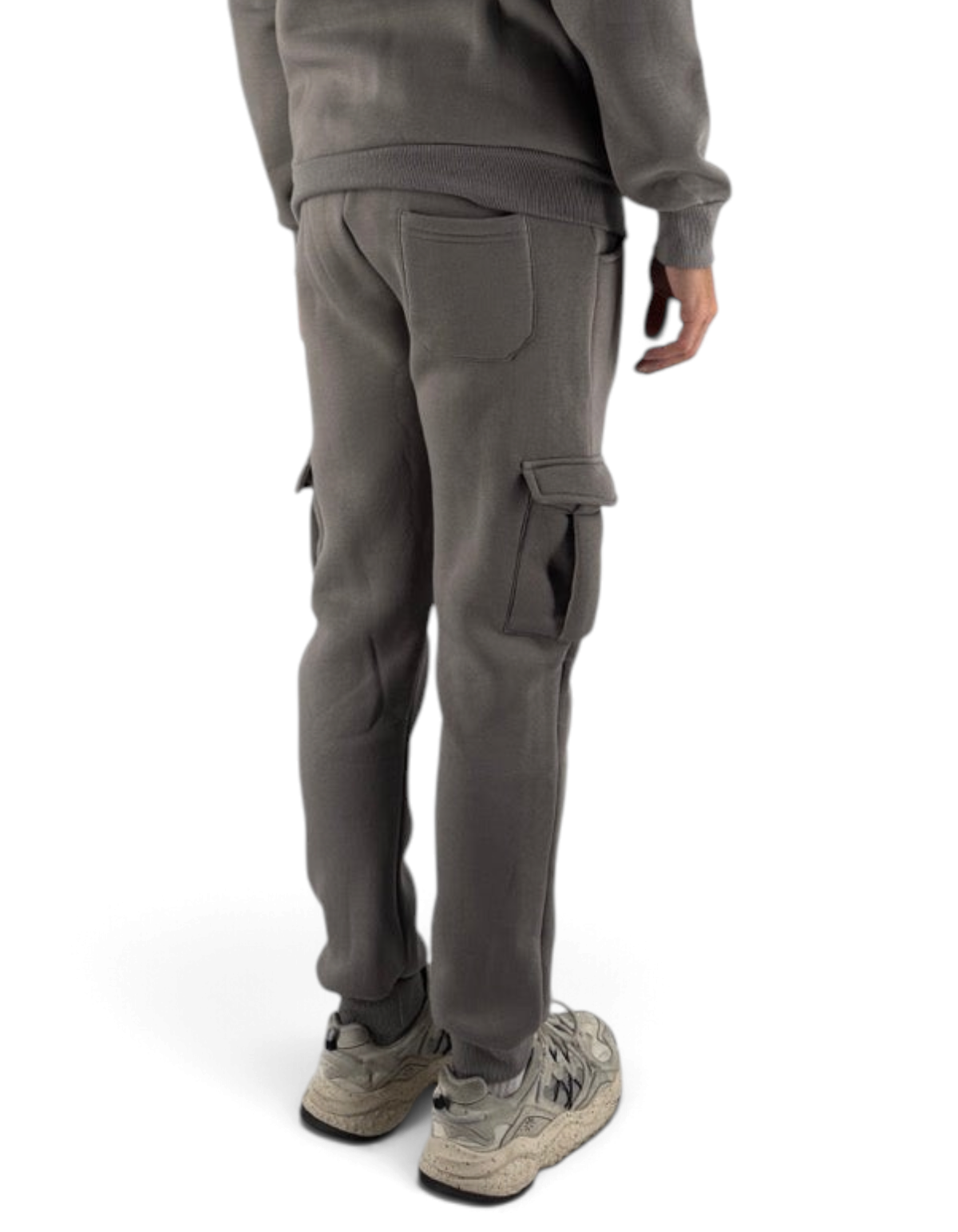 Pantaloni cargo in misto cotone Ko Samui colore cemento con tasche laterali, vestibilità regular fit, vista retro