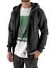 Modello indossa felpa full zip Ko Samui color militare in misto cotone con tasca tecnica sulla manica