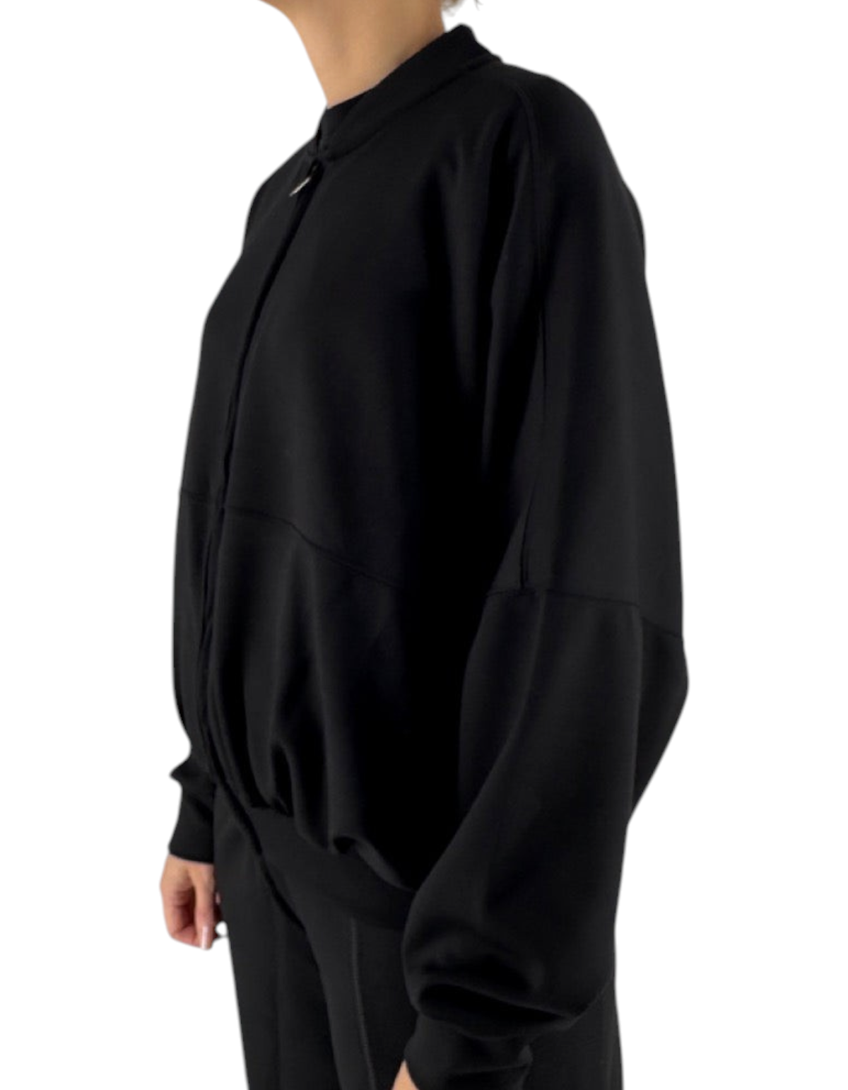 Felpa Ko Samui Essential nera in misto viscosa con vestibilità balloon fit e chiusura zip, vista laterale