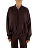Felpa Ko Samui marrone con zip, modello balloon fit in misto viscosa elasticizzato, stile casual contemporaneo