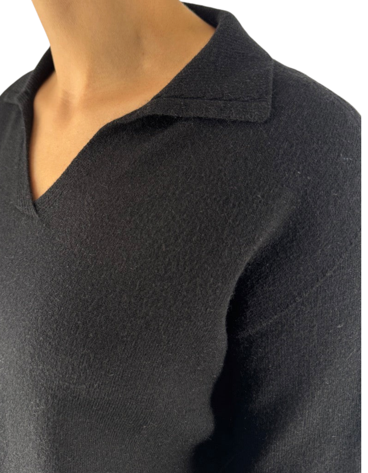 Maglione collo polo Manila Grace color meteorite, maglia femminile elegante a maniche lunghe per look contemporanei