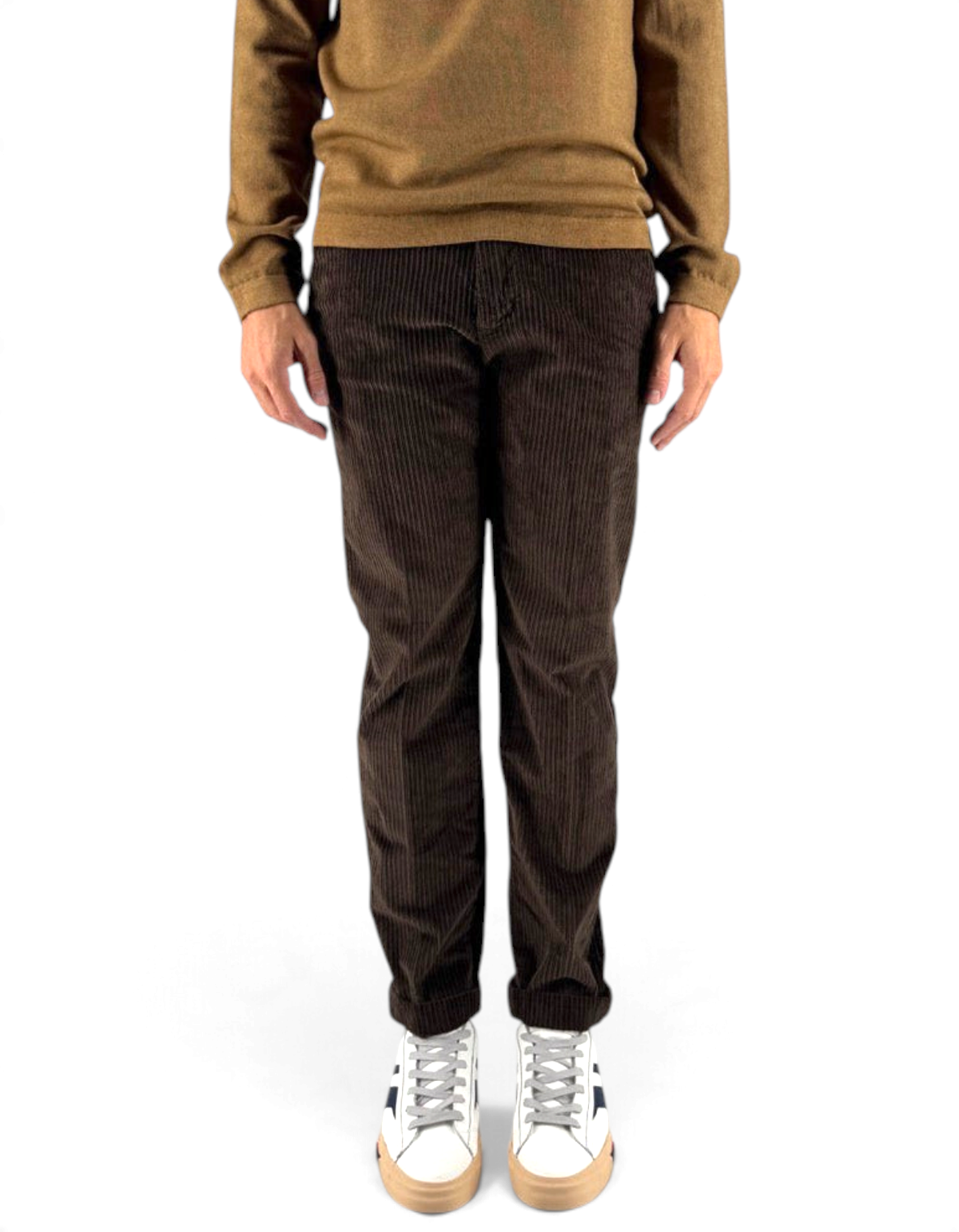 Pantalone uomo DevidLabel Richmond in velluto rocciatore color moro con vestibilità regular slim e taglio sartoriale