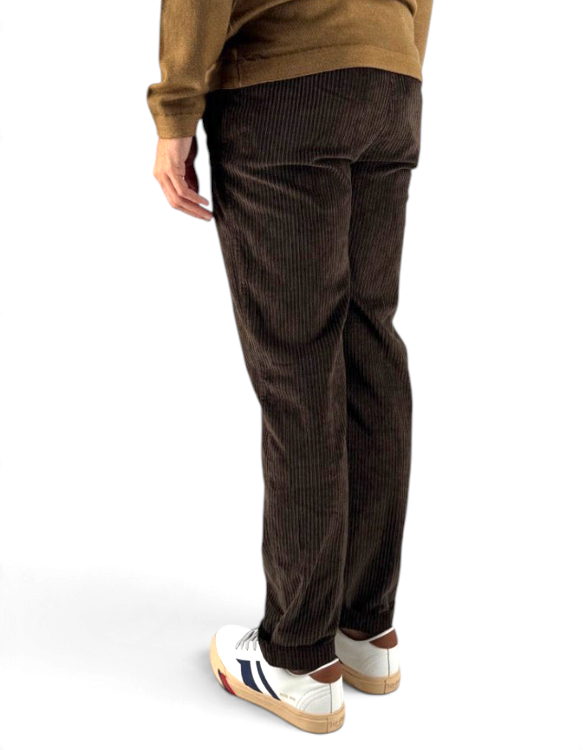 Pantalone uomo DevidLabel Richmond in velluto rocciatore color moro, vestibilità regular slim, vista posteriore