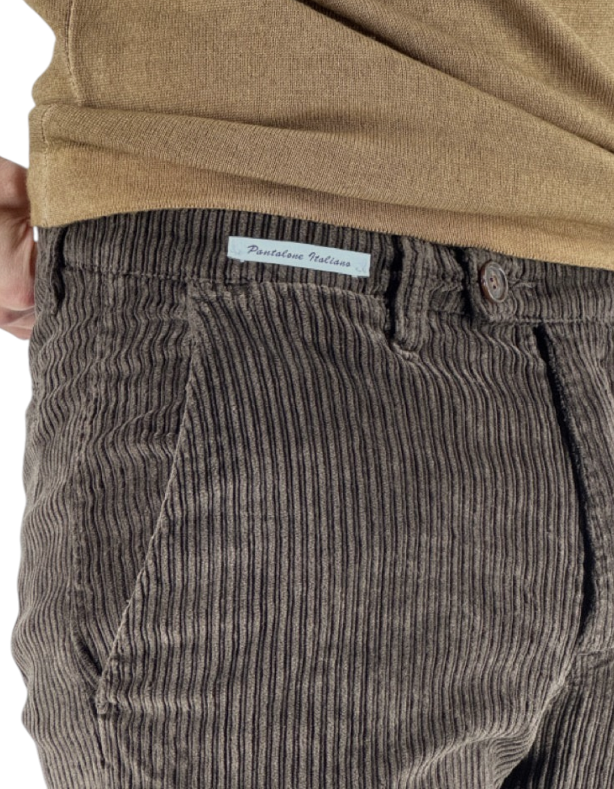 Pantalone uomo DevidLabel Richmond in velluto rocciatore color moro con vestibilità regular slim e dettagli sartoriali