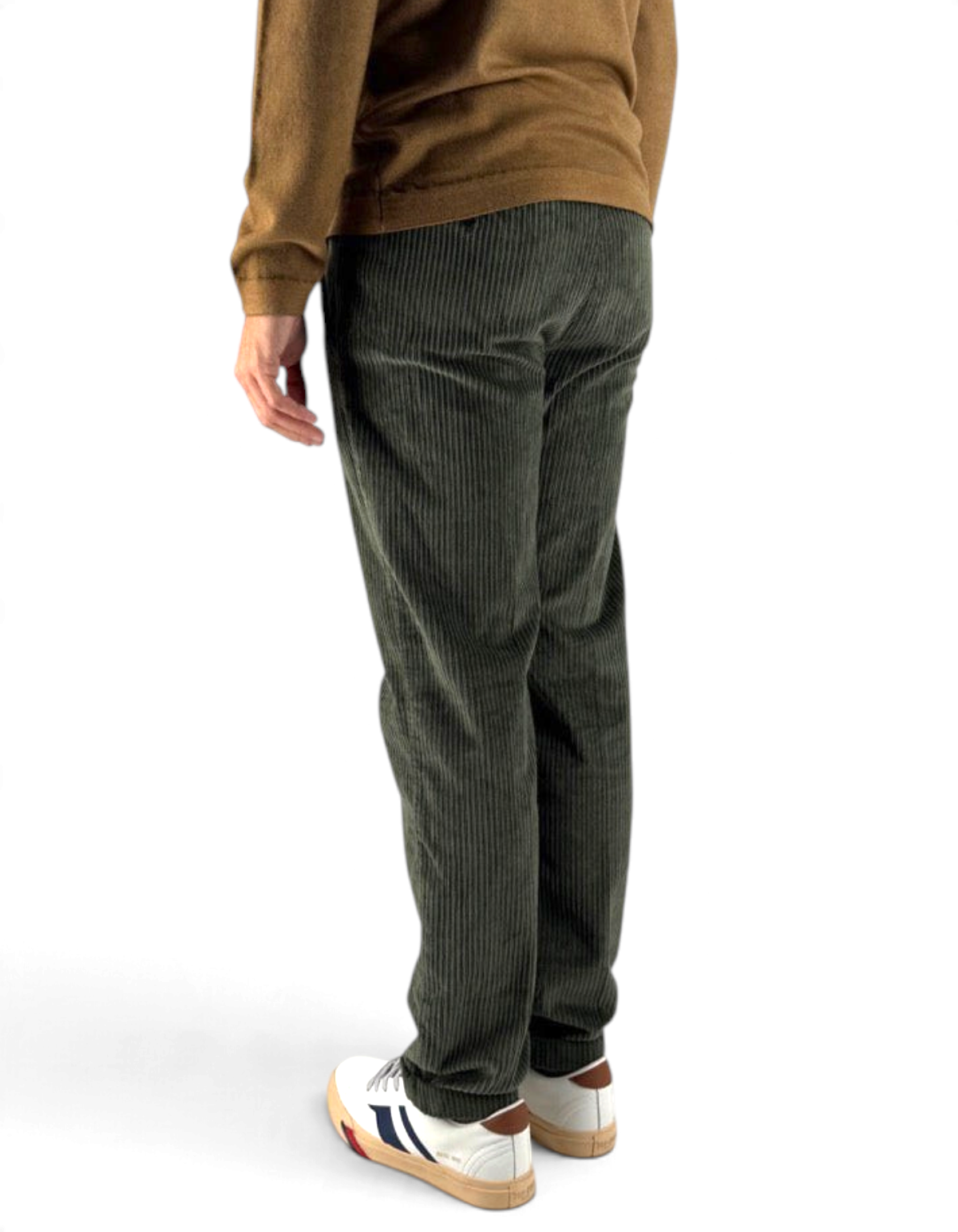 Pantalone uomo DevidLabel Richmond in velluto rocciatore verde, vestibilità regular slim, vista posteriore