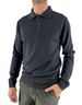 Polo in maglia DevidLabel Reykjavik color piombo in 100% lana Merinos con chiusura a due bottoni e maniche lunghe
