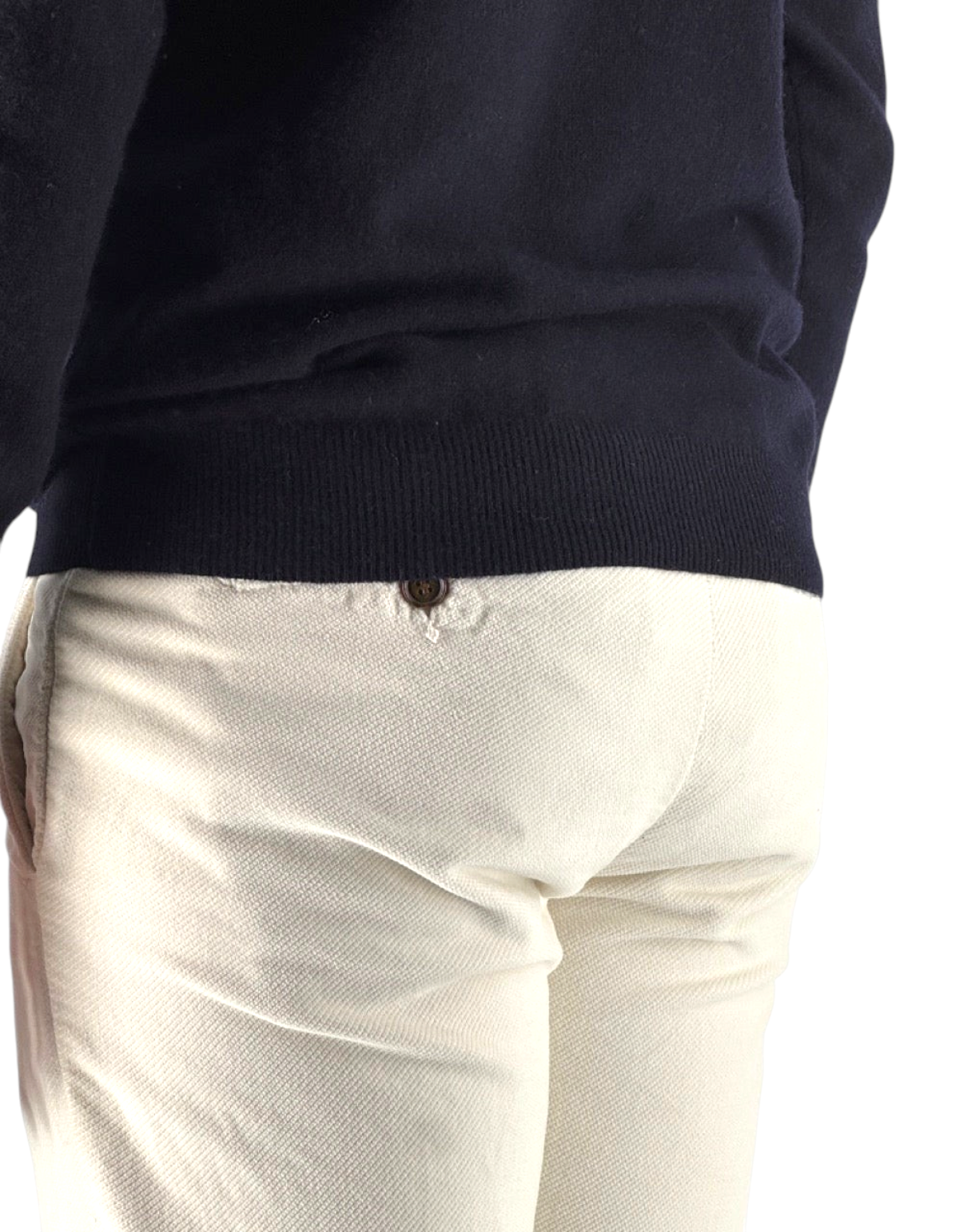 Pantalone Chester in velluto diagonale gesso, 98% cotone e 2% elastan