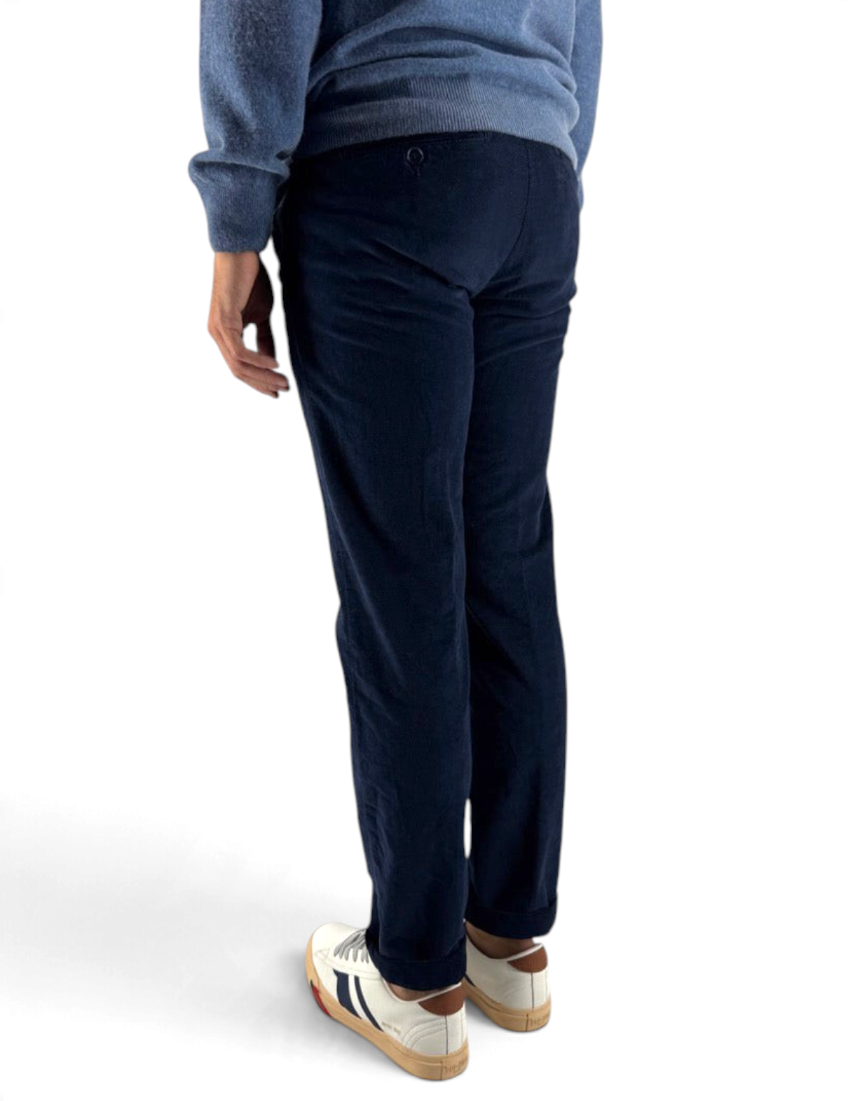 Chester di Devid Label in velluto diagonale blu, linea slim fit