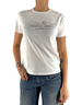T-shirt bianca in cotone DevidLabel modello Emilie W con logo Saint Barth decorato in strass luminosi