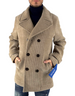 Peacoat Distretto 12 modello Alba in velluto a costa color cacha con chiusura doppiopetto e dettagli sartoriali