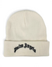 Berretto beanie Palm Angels bianco in misto cotone con logo ricamato nero sul risvolto