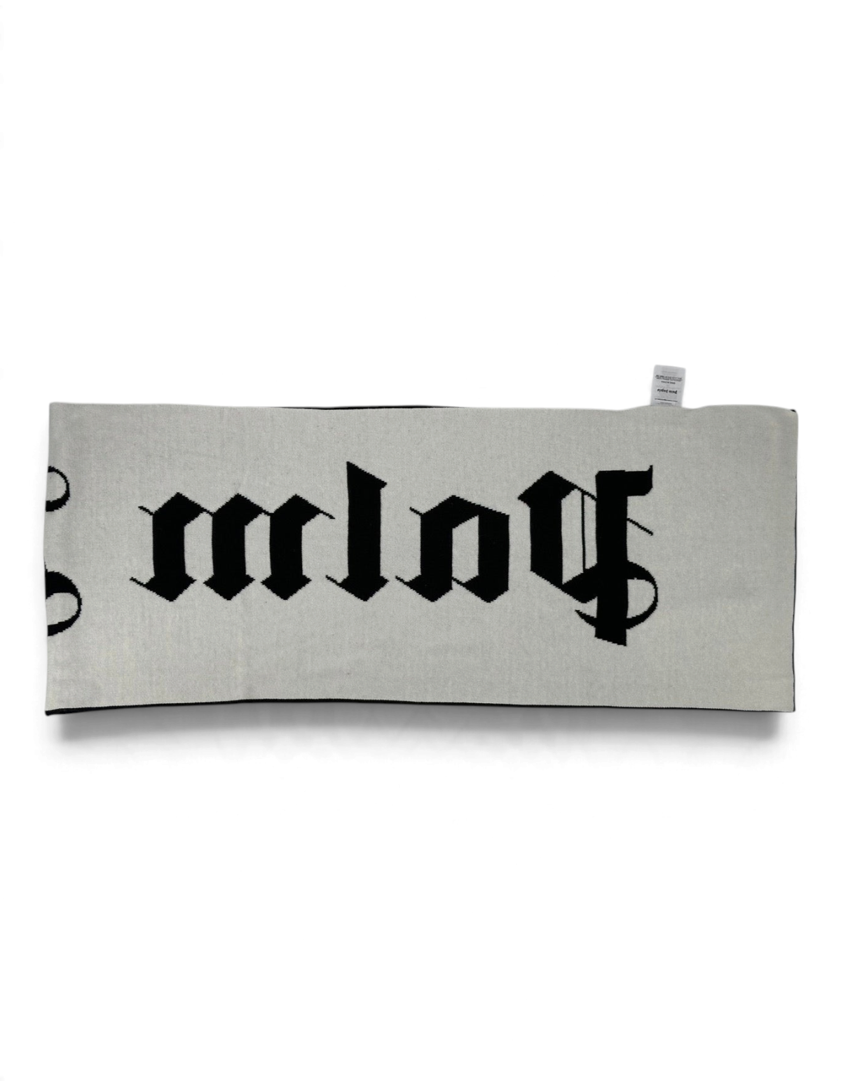 Sciarpa unisex Palm Angels Z1147 in misto cotone bianco e nero con logo gotico a contrasto