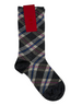 Calze donna Red Sox Appeal in cotone grigio scuro con motivo tartan e dettagli a righe rosa e blu