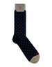 Calze uomo Red Sox Appeal in cotone blu con pois beige, tallone e punta a contrasto.