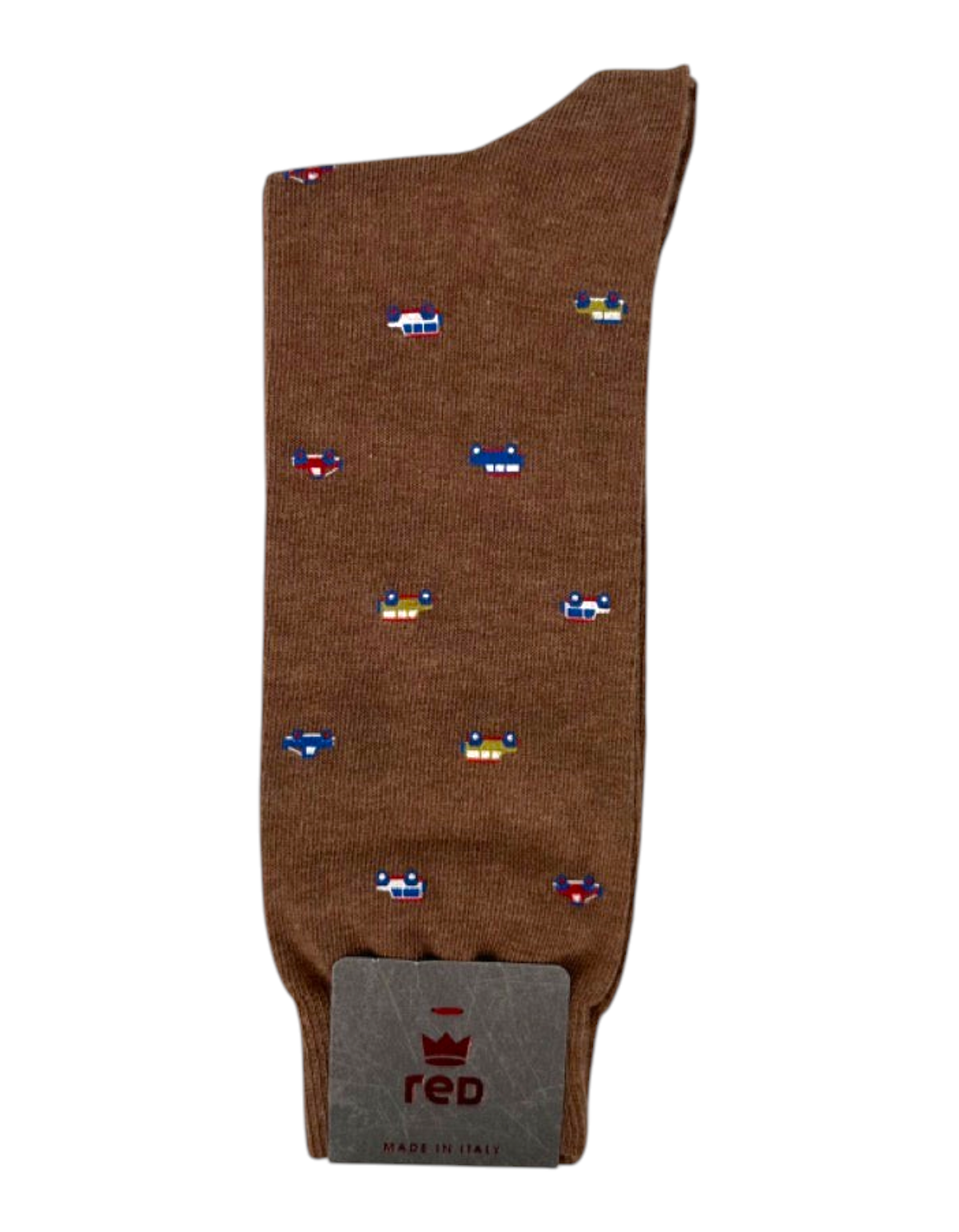 Calze uomo Red Sox Appeal color nocciola con fantasia fuoristrada, realizzate in misto cotone