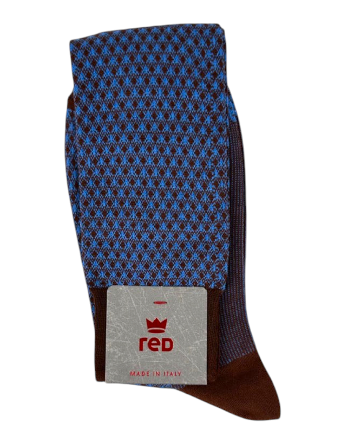Calze lunghe da uomo Red Sox Appeal in cotone marrone e azzurro con motivo jacquard vichy geometrico