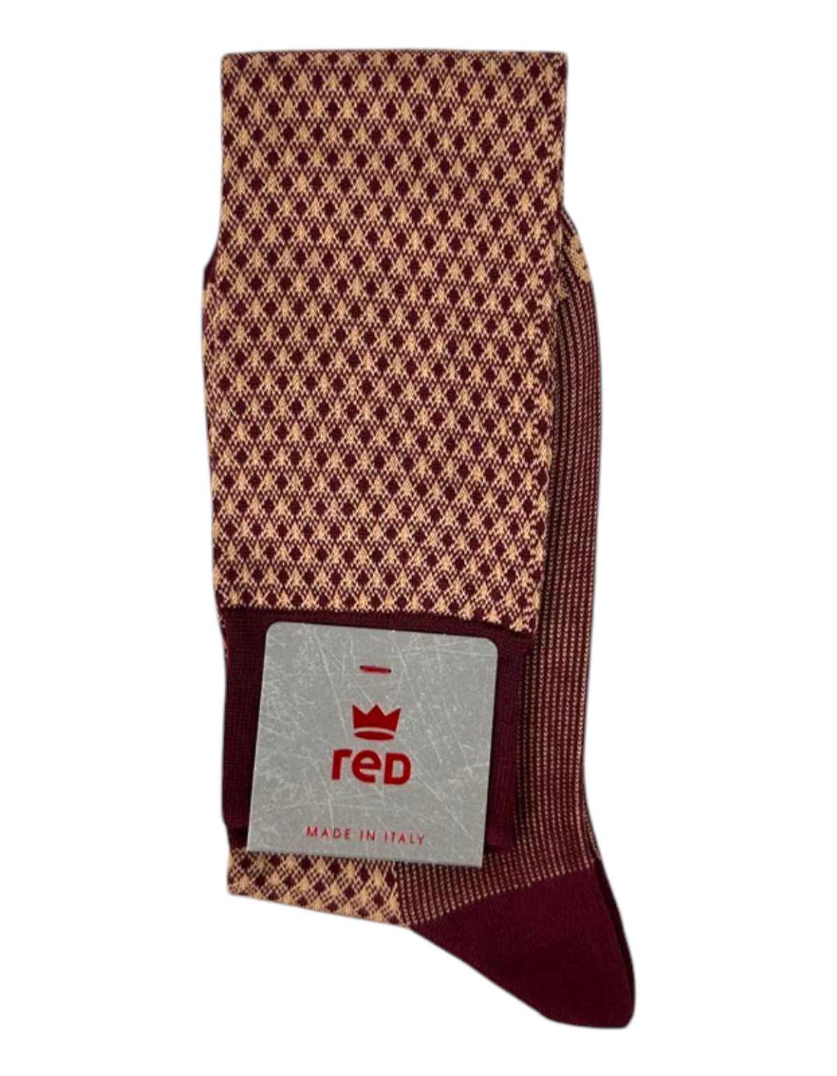 Calze lunghe Red Sox Appeal in cotone bordeaux con motivo jacquard vichy e tallone a contrasto
