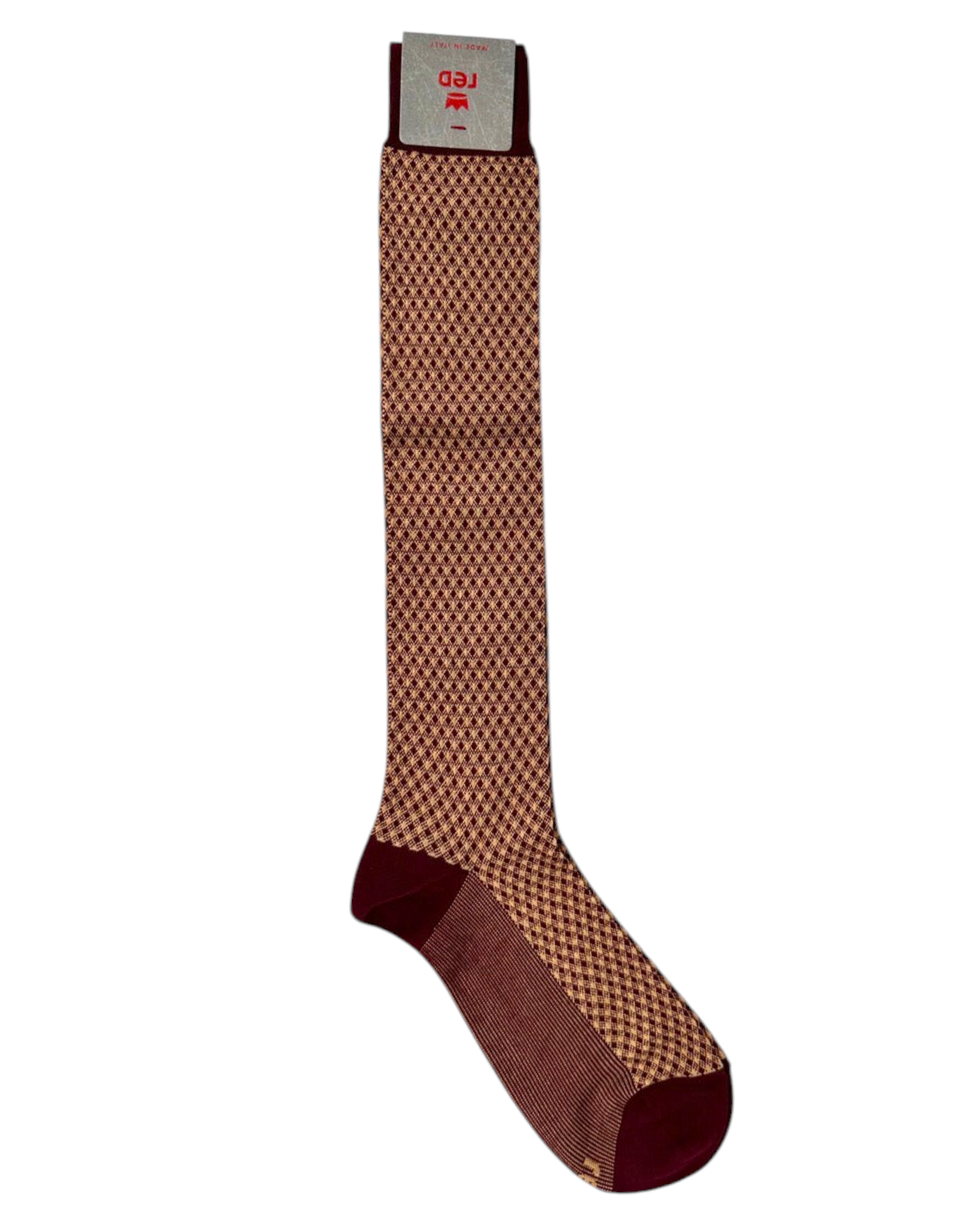 Calze lunghe Red Sox Appeal in cotone bordeaux con motivo jacquard vichy e punta rinforzata